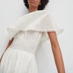 ZARA White Swiss Dot Ruffled Maxi Dress Size Small Fairy Bohemian Photo 2