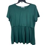 Bearsland Nursing Maternity Breast Feeding Dark Green Short Sleeve XXL Top NWT Photo 0