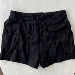 ZARA 100% Linen Black High Rise Shorts Pockets Size L Photo 2