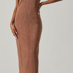 ASTR The Label Plisse Cap Sleeves Maxi Dress Nordstrom Party Minimalist Brown Photo 0