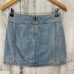 Free People Mini Micro Skirt Womens 2 Blue Jean 100% Cotton Zip Back Photo 2