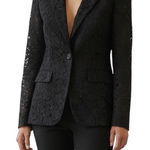 Alice + Olivia  Black Lace Blazer XS Single Button Notched Collar Lined Ethereal Photo 0