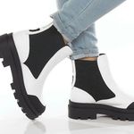 Fly London Black and White Chelsea Ankle Booties Photo 0