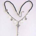 Hard Rock Cafe  Silver Tone Black Beaded Key Charm Boho Necklace Photo 0