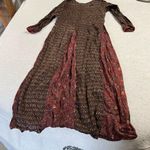 Brown & Red Bohmeian Floral Printed Beaded Maxi Dress Size Medium EUC Photo 2