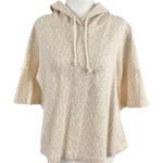 SMF New  Metallic Hooded Top Abstract Knit Short Sleeve Pullover Cream Gold Photo 0