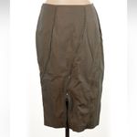 Lafayette 148 Dark Olive Green Cotton Pencil Skirt Zipper Accents Size 6 Small S Brown Photo 1