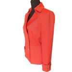 Tahari ASL Double Breasted Blazer w/ Belted Cuffs & Gold Buttons Orange Red SZ.4 Photo 3
