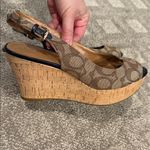 Coach  FERRY sling back peep toe heels with signature monogram and buckles Photo 2