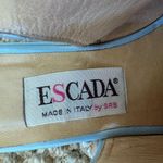 Vintage Escada Peep toe Small Wedge Sky blue Leather And snakeskin Size 8.5 Photo 4