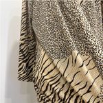 Natori Black Tan Animal Print Stretch Jersey Kimono Robe Tiger Leopard Lounge Photo 6