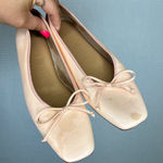 M.Gemi Leather Ballet Flats‎ Square Toe Bow Peach Nude Women's Shoes Pink Size 7.5 Photo 0
