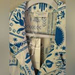 Calypso St. Barth Blue & White Button Up Collared Blouse Tyed Size M Photo 3