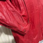 Vintage Women Genuine Red Leather Bomber Zip Front Jacket Made in Korea Sz M Size M Photo 6