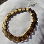 Monet  Gold Tone Seashell Collar Necklace Estate Find 17” Signed Vintage Photo 4