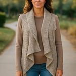 prAna Demure Cardigan Sweater Size Small beige Brown Waterfall Open Wool Blend Photo 0