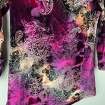 Only Nine Petite Sz S Top Purple Velvet Floral Ruched Detail 3/4 Sleeve Whimsy Photo 2