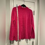 Sag Harbor  Size M Hot Pink Mock Neck Cable Knit Soft Chenille Pullover Sweared Photo 8