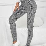 SheIn Plaid Black and White High Waisted Leggings Photo 0