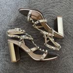 Valentino Garavani Rockstud Caged 90mm Block Heel Sandals Silver Leather Size 39 Photo 9