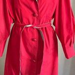 Vintage 80s/90s Mulberry Street Red Trench Coat Belted Jacket Contrast Collar Size 14 Photo 0