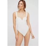 Free People  Bodysuit Women X Small‎ White Pippa V Wire Square Top Photo 4
