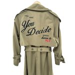 Moussy Trench Coat Military Line Sash Belt Green Embroidered Streetwear Gorpcore Size M Photo 5