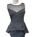 Bebe  vneck top mesh small black peplum dress back zip nylon/spandex Photo 3