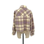 ZARA  Cropped Plaid Jacket Shacket‎ Purple Cream Size Large Photo 6