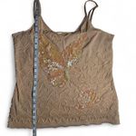 Vintage Y2K Beige Tan Butter Sequin Tank Top size Medium Photo 5