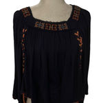 Rocks & Indigo Embroidered Floral Top M Boho Hippie Costal Cowgirl Coconut Girl Orange Size M Photo 0