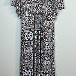 Tori Richard Tori Richards Honolulu Dress Medium Brown White‎ Printed Maxi Flutter Sleeveless Photo 0