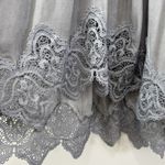 POL  Romantic Ethereal Lace Asymmetrical Tunic Top Size M Gray V-Neck Boho NWT Photo 6