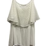Miss Me  Western White Metallic Silver Ruffled Spaghetti Strap Tank Blouse Small Photo 3