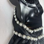 Alice + Olivia Black Tie Halter Neck Pearl Diamond Mini Dress Empire Waist Sz 0 Photo 7