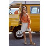 Free People Bino Pullover in Honey Eyed Orange Size Small 70s Terrycloth Beach Photo 3