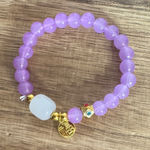Lavender Beaded Bracelet with Gold Charms Purple Photo 0