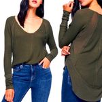 Free People  We the Free Catalina Thermal Knit Top in Dark Military Green Size S Photo 4