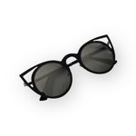 new Laser Cut Round Metal Mirror Lens Sunglasses ☀︎︎ Shiny Black / Silver Lens Photo 7