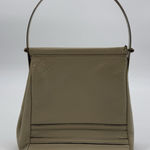 Vintage Beige Leather Top Handle Bag Metal Handbag Classic Photo 0