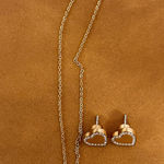 Michael Kors Rose Gold Heart Necklace & Stud Earrings Set Photo 0