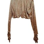 SKIMS Womens Holiday Velvet Tan Glove Crop Top Chai Sleeved Winter Top Size 4X Photo 3