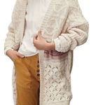 Anthropologie Pilcro Jemma Cable-Knit Open Cardigan Women Size XS/S Beige Wool Photo 0