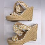 Saks 5th Avenue Saks Fifth Ave woven ankle strap Wedges size 9.5 Photo 2
