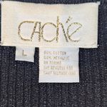 Cache Y2K Scoop Neck Rib Knit Beaded Metallic Sweater Black Photo 3