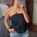 Free Kisses Black Silk Gold Chain Halter Top Photo 1