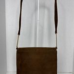 Prestige Vintage suede brown bag with gold hardware & flap closure Photo 4