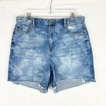 American Eagle  Baggy Mom Short Size 14 NWT Floral Denim Distressed Raw Hem Photo 1