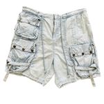 Free People  Moon Bay Parachute Shorts XS NWOT Cargo Utility Low Rise Harem Blue Photo 3