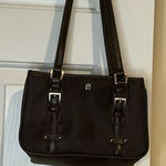 Etienne Aigner Small Vintage Dark Brown Women's Bag with Pebbled Leather Trim Photo 0
